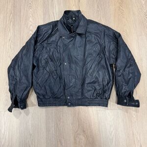 Men's ICI Classic Black leather Bomber Jacket